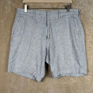 J.Crew Mens 34 Linen Cotton Seersucker Stripe Shorts Blue White Preppy Beach